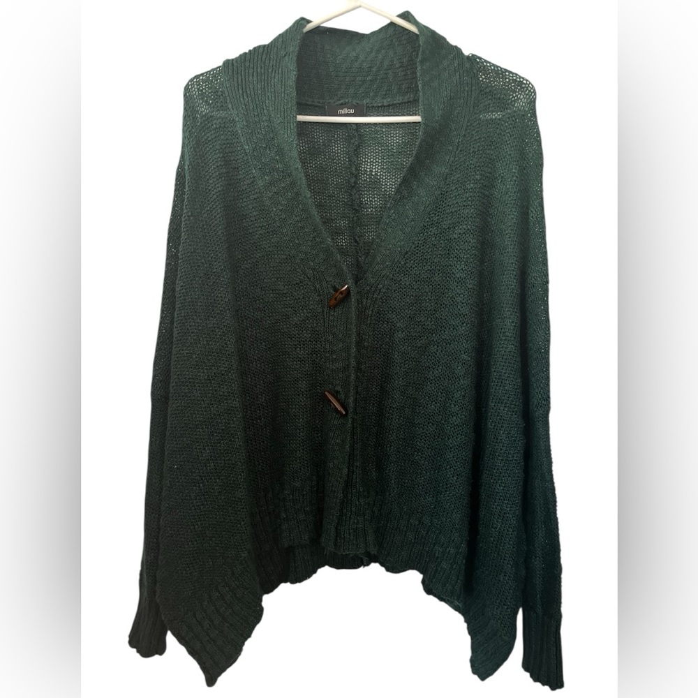Millau Green Knit Cardigan with Wooden Toggles OS